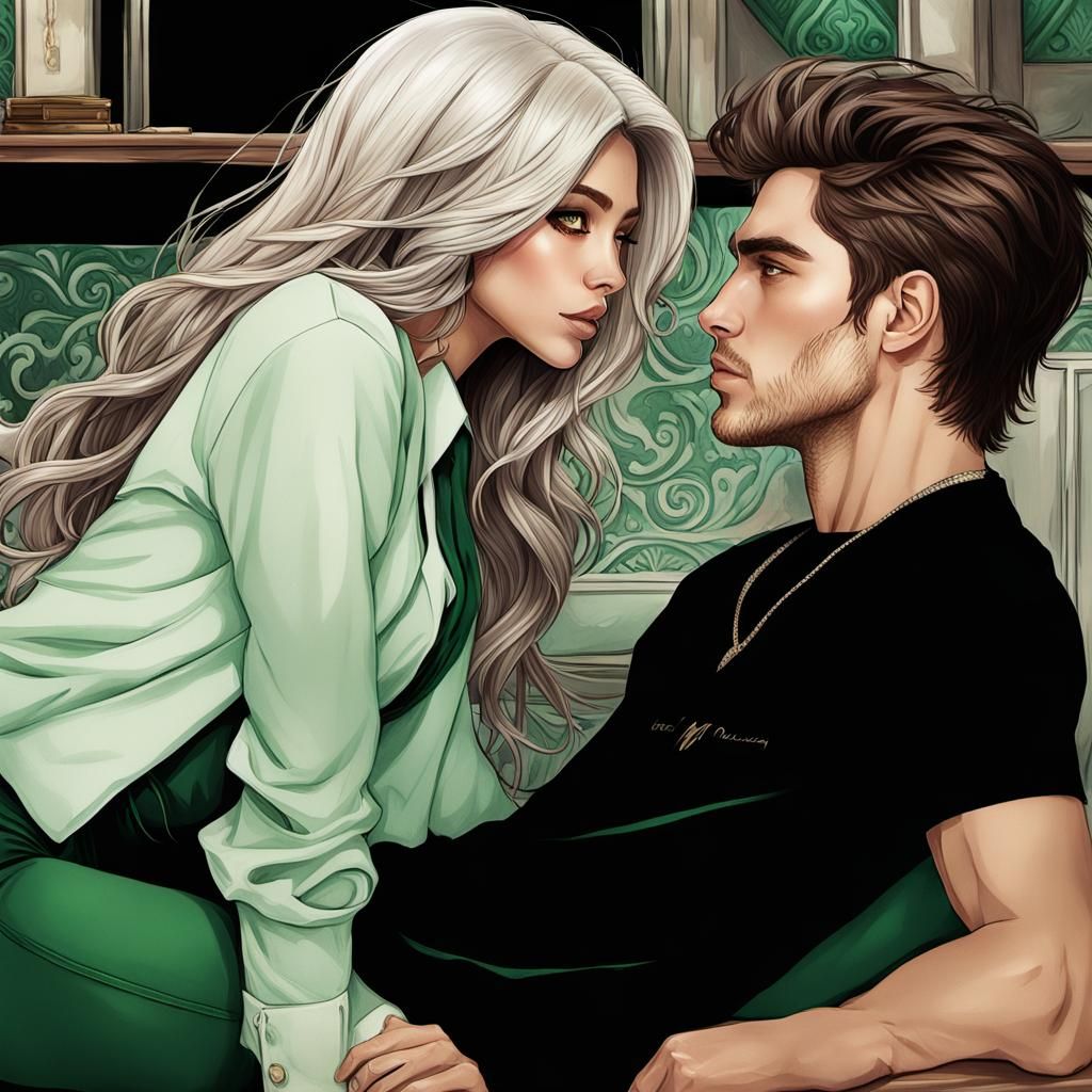 Ombré Haired Girl in Digital Painting Style