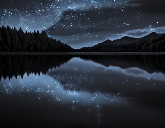 Night Sky Reflection in Blue and Grayscale