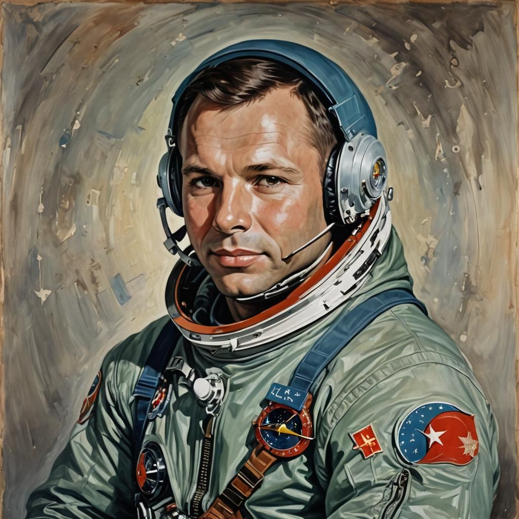 Yuri Gagarin Portrait: First Man in Space