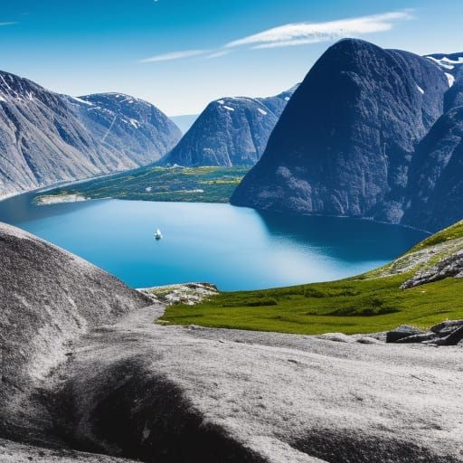 Norwegian Summer Fjord and Mountain View