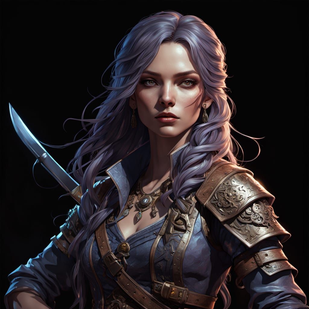 Surreal Pirate Assassin Under Moonlit Sky in Intricate Linew...