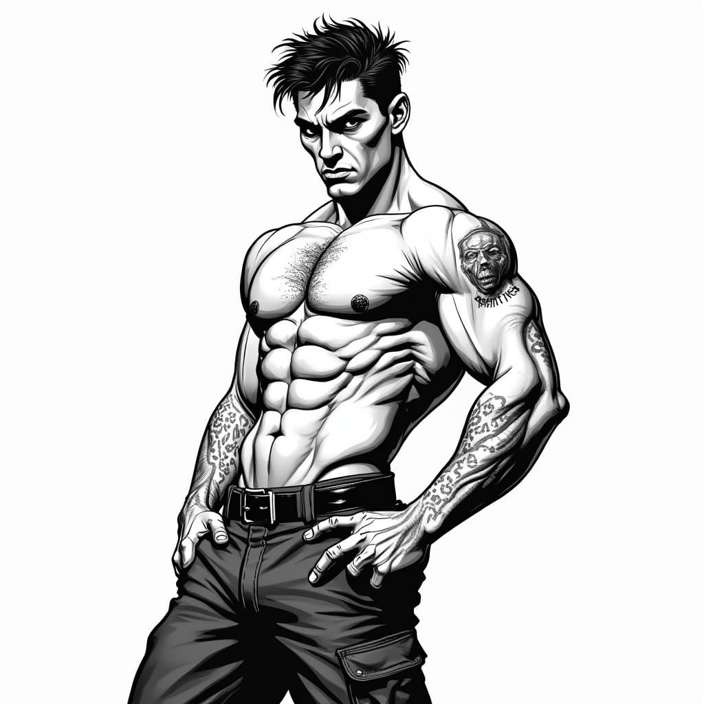 Retro Firefighter Pinup in Noir Style