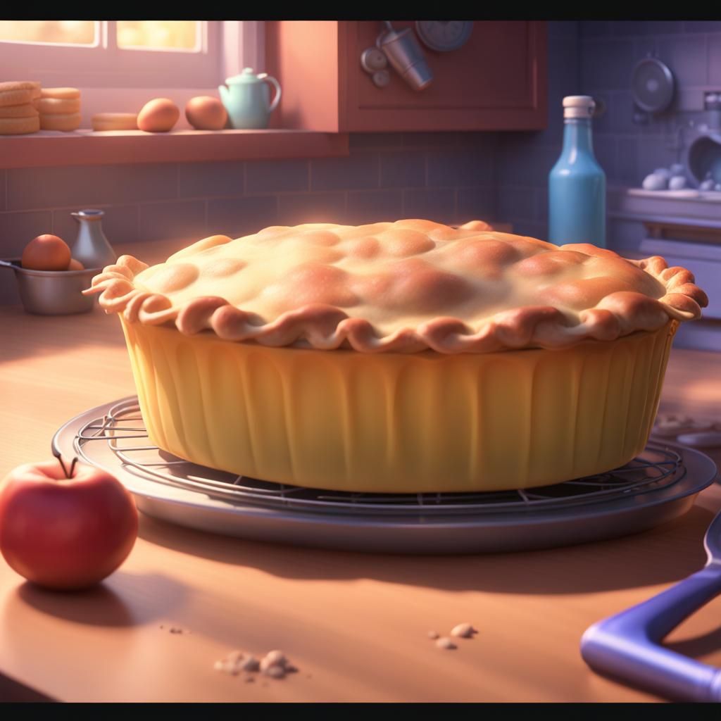 Pie Baking Scene in Pixar Style