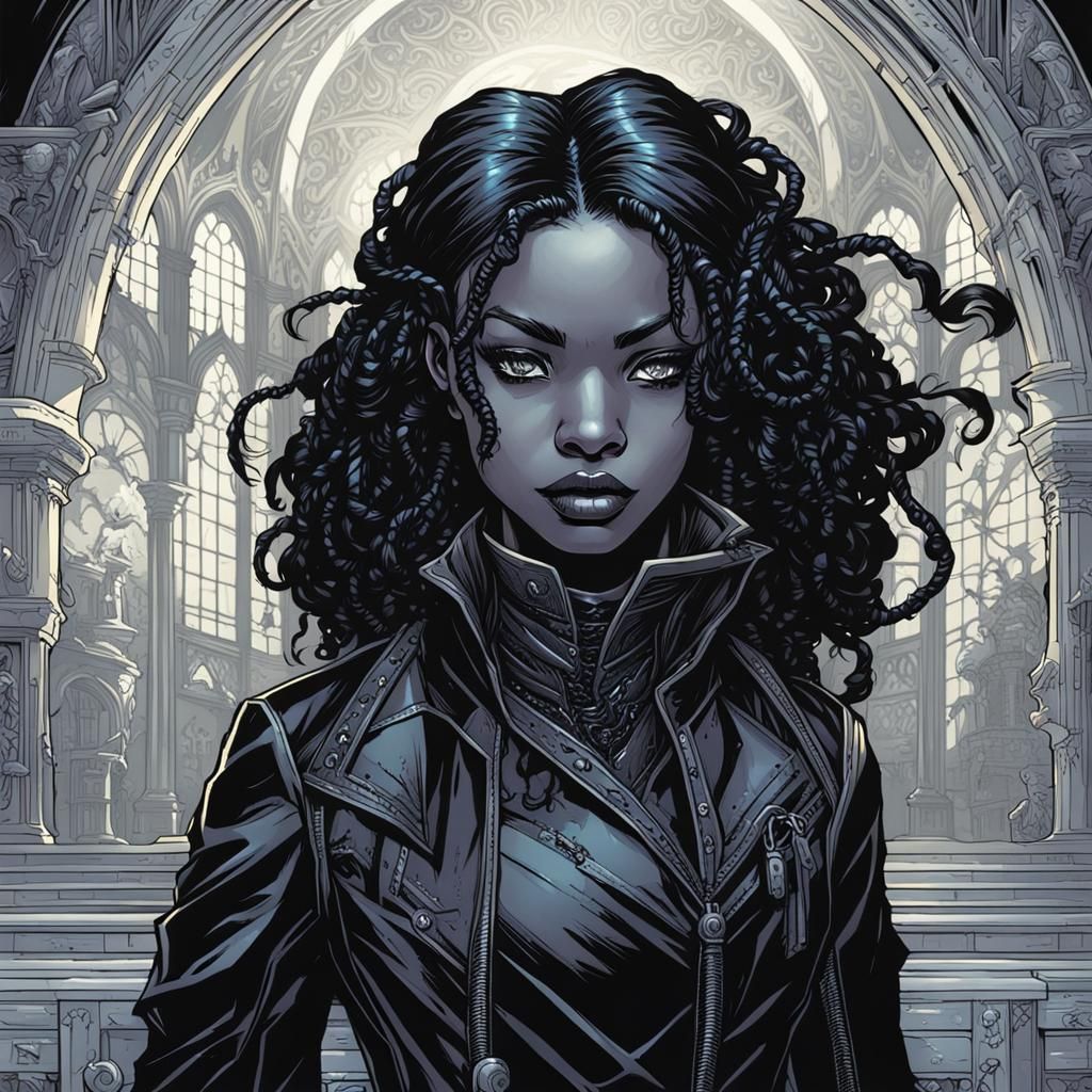 Goth Girl in Comic Book Style Art