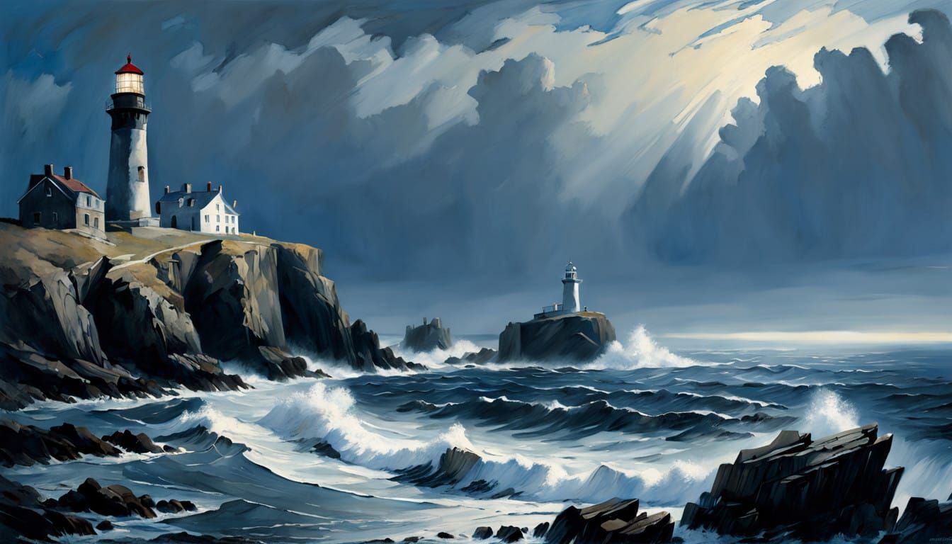 Stunning Lighthouse in Turbulent Coastal Landscape