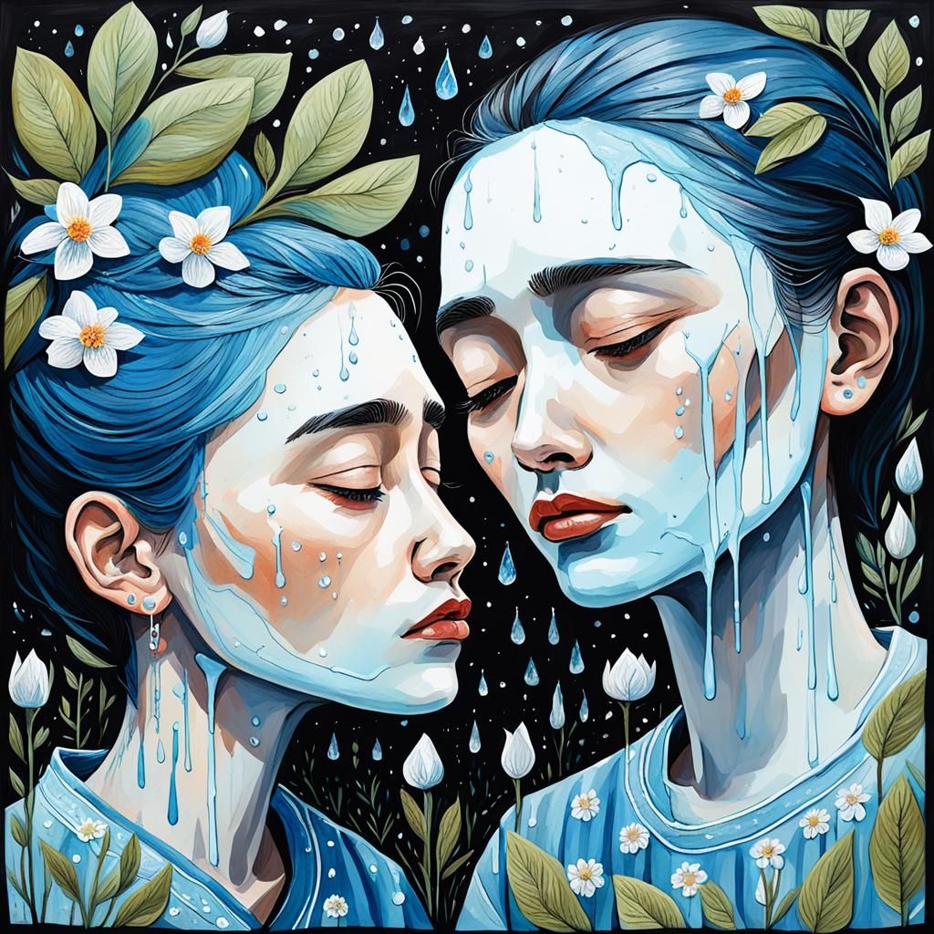 Gouache Painting: Secrets and Tears Shared