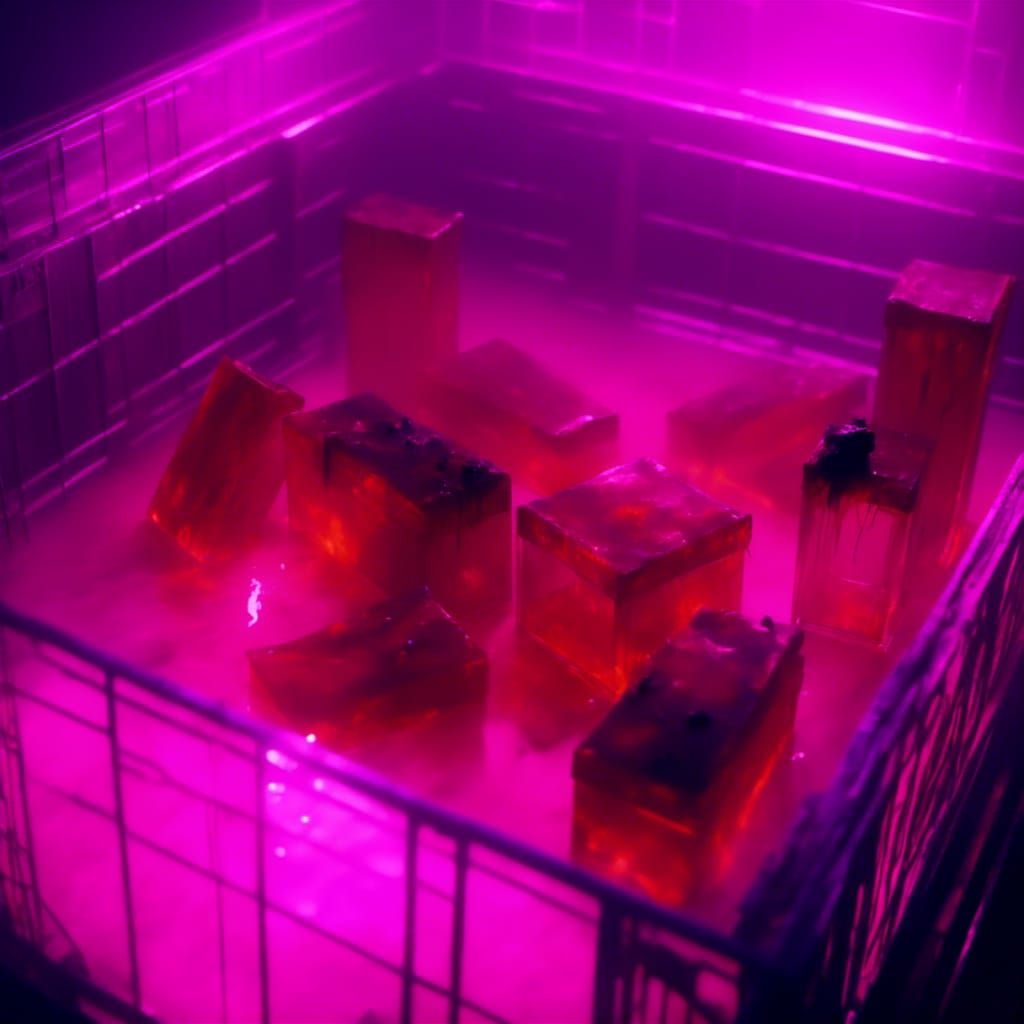 Vials of Red Liquid in Cyberpunk Crate