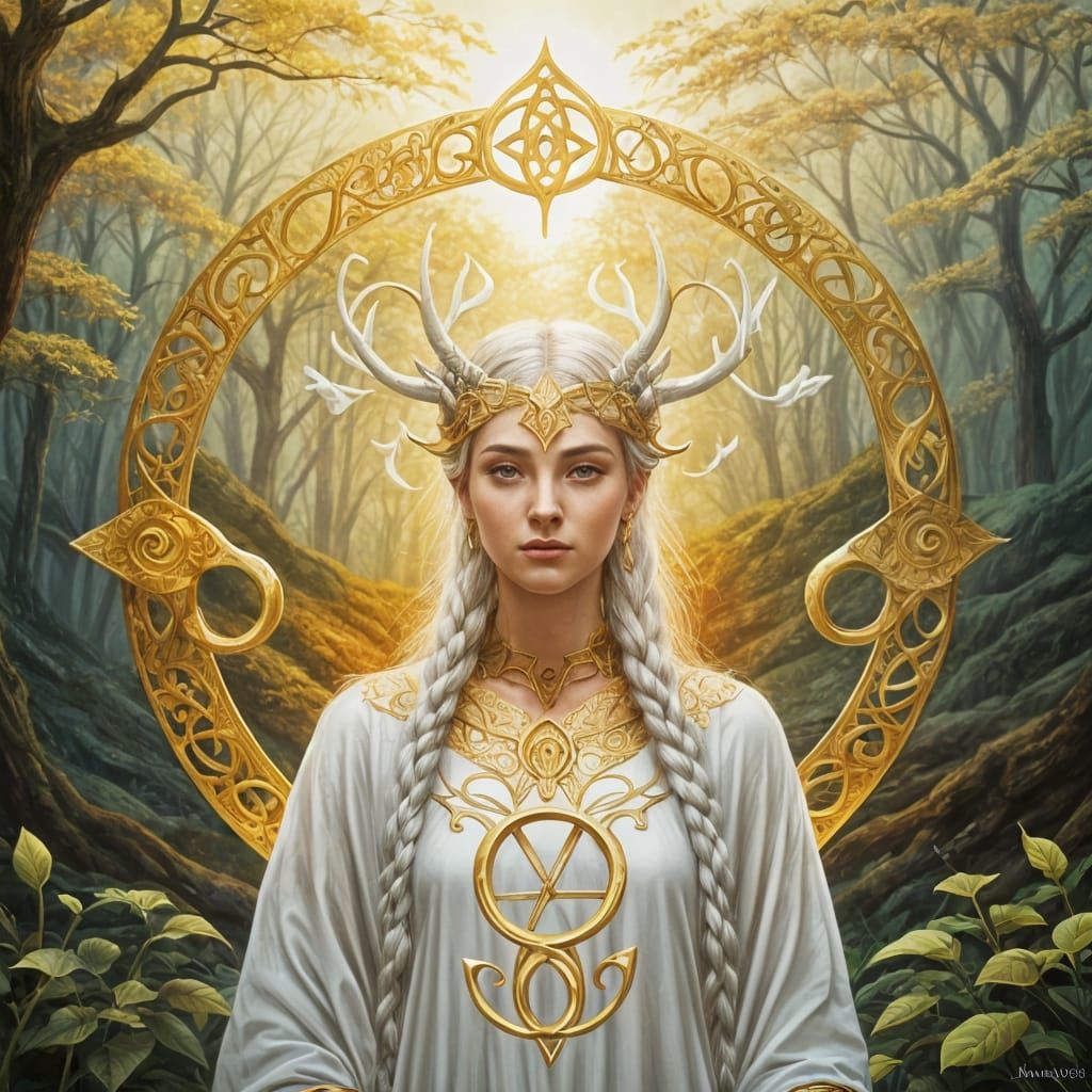 Dreamy Celtic Druid Surrounded by Infinity and Nature