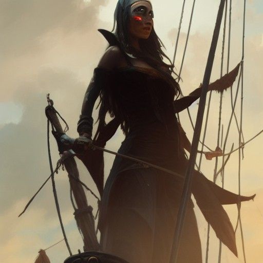 Dark Elf Pirate Captain on Sinister Barque