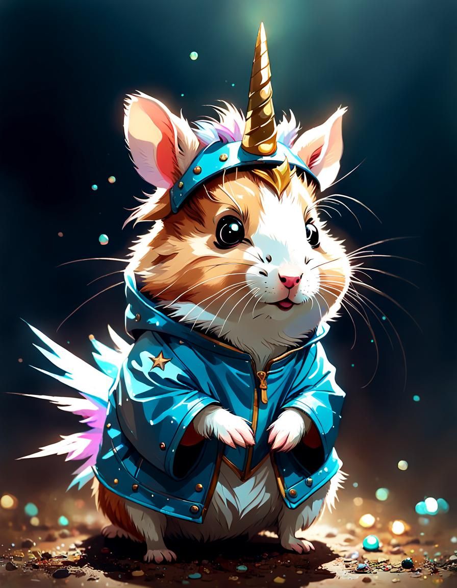 Hamster Unicorn Digital Painting on Artstation