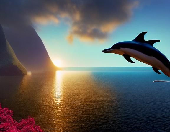 Dolphins in Tropical Paradise: Hyperdetailed Octane Render