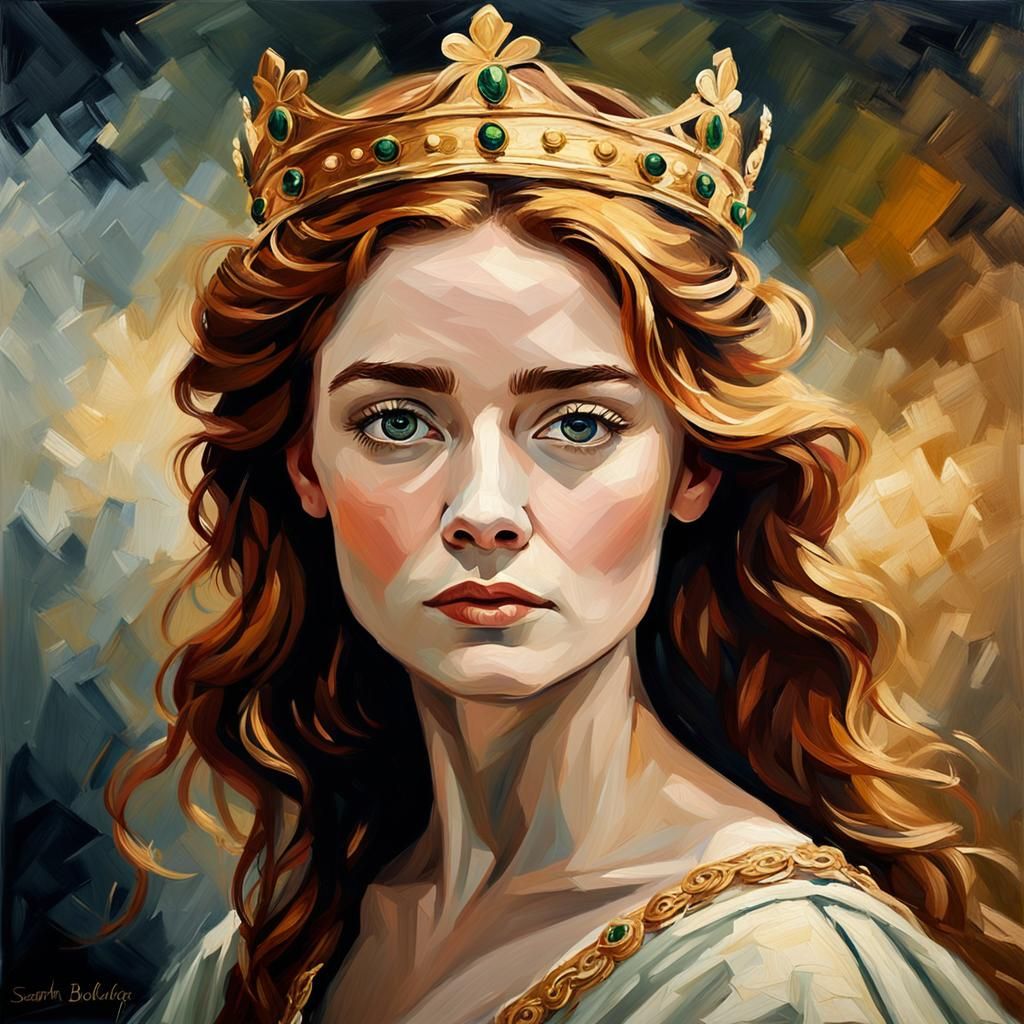 Elegant Irish Woman: Impressionistic Oil Painting