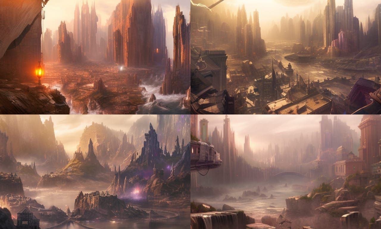 Stonepunk Glass City in Hyperrealistic Concept Art