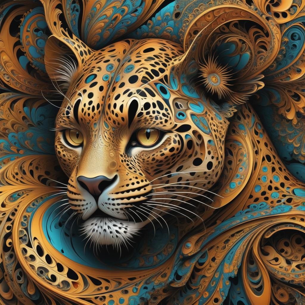 Psychedelic Leopard Fractal Vector Art
