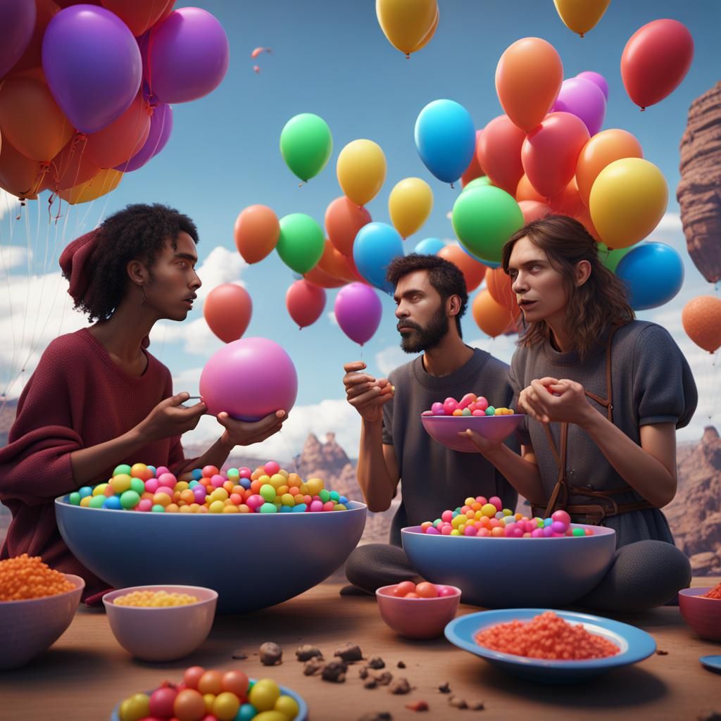 People Eating Balloons: Fantastical Concept Art