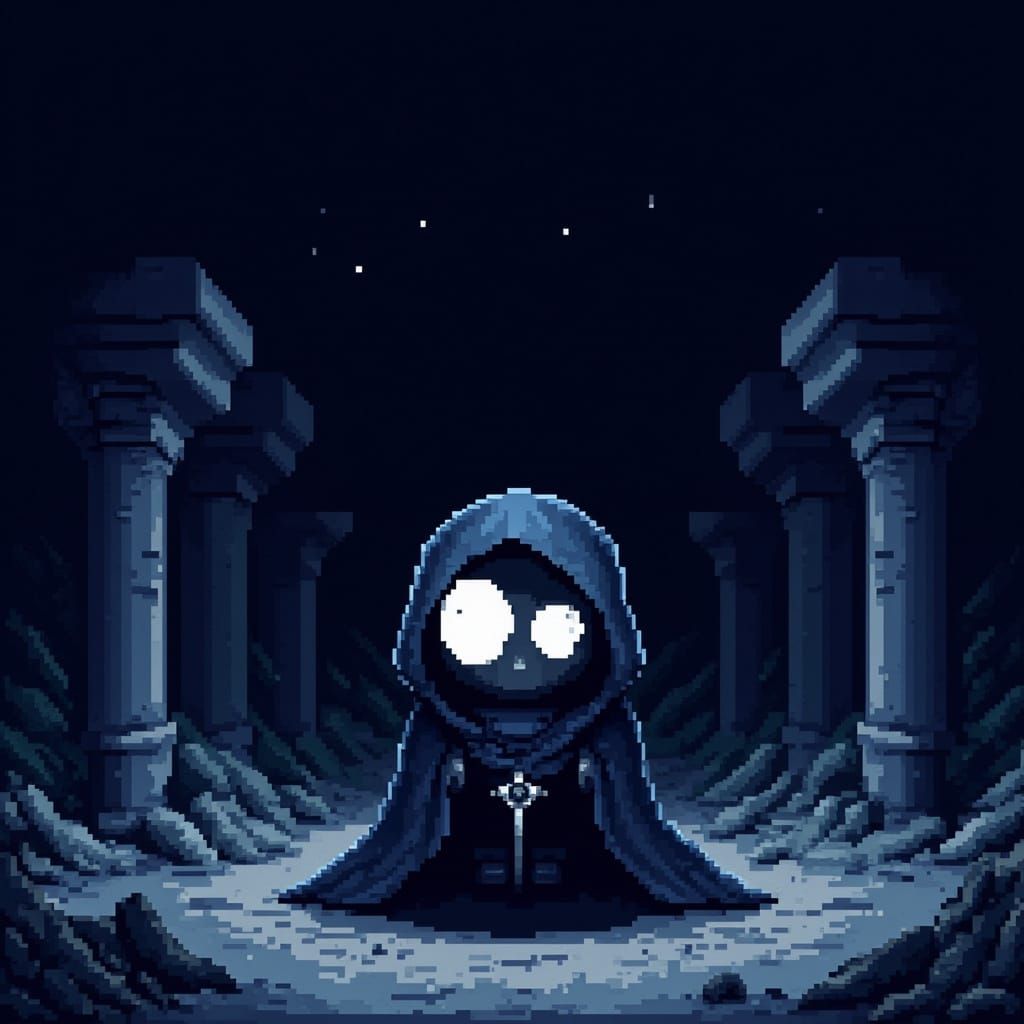 Gothic 2D Metroidvania Protagonist in Ancient Ruins