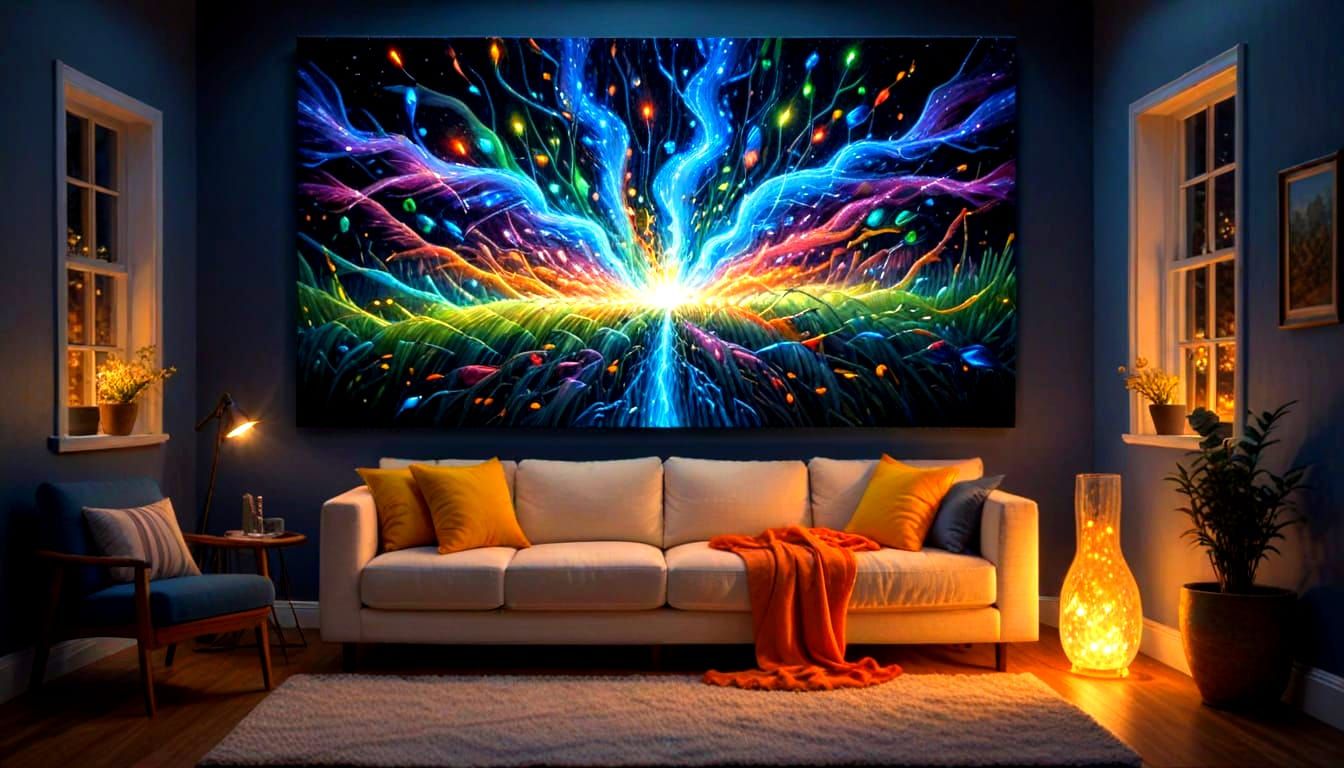 Glowing Fiber Optic Oil Painting