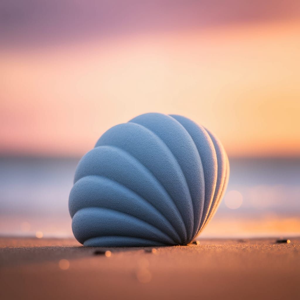 Elegant Blue Suede Shell Glows at Sunset