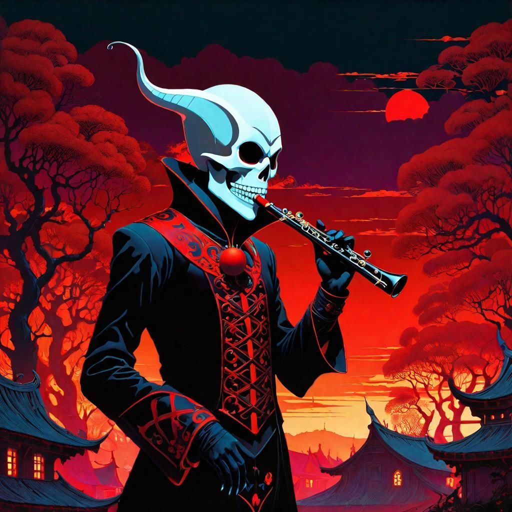 Sinister Jester with Skull Mask in UV Painting