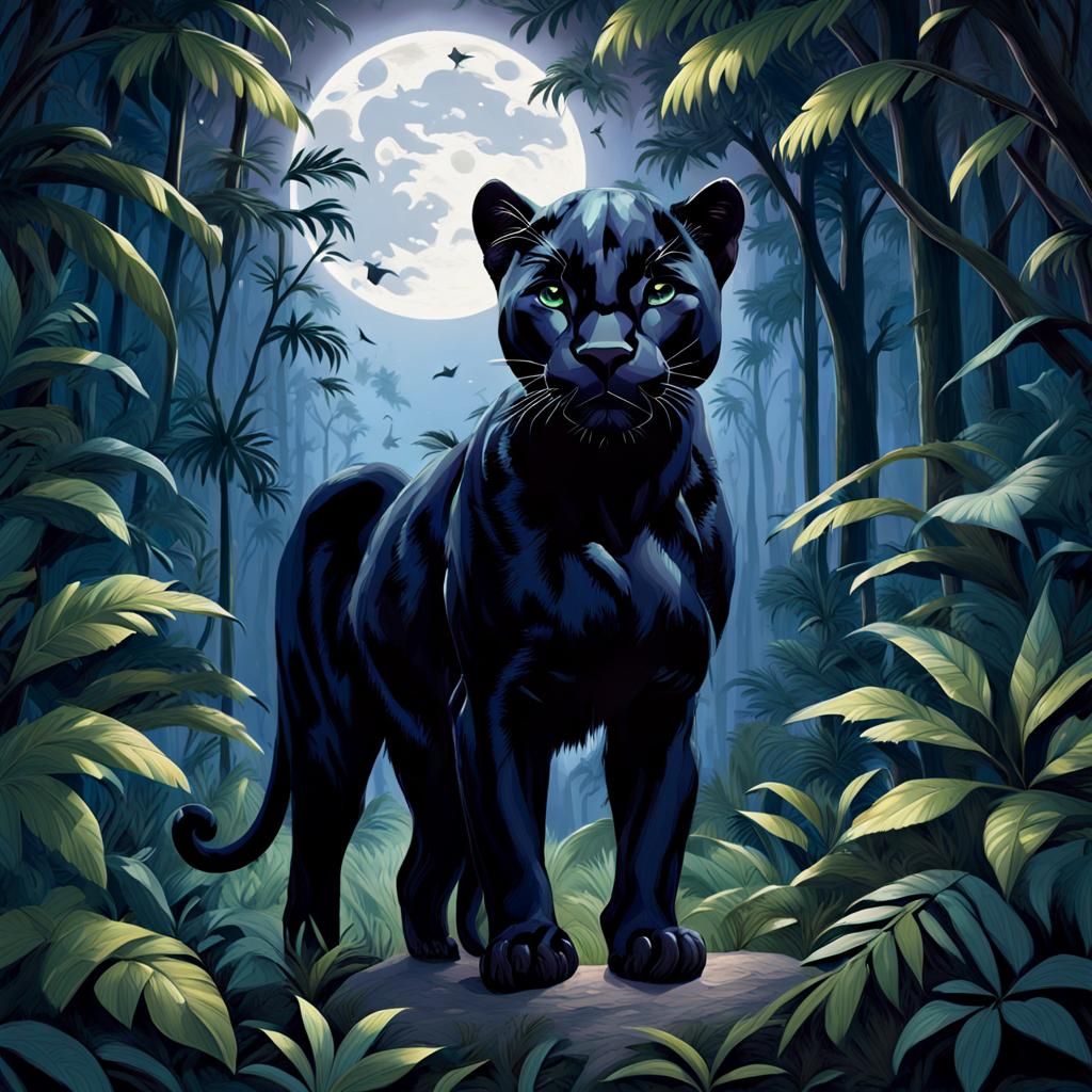 Black Panther in Moonlight: Digital Matte Painting