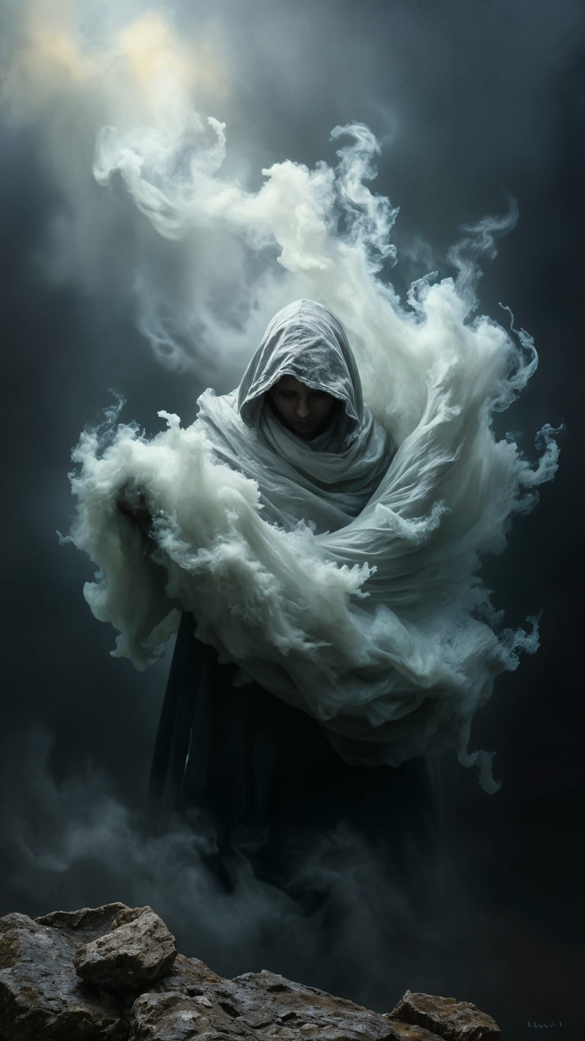 Tormented Figure in a Sea of Fog