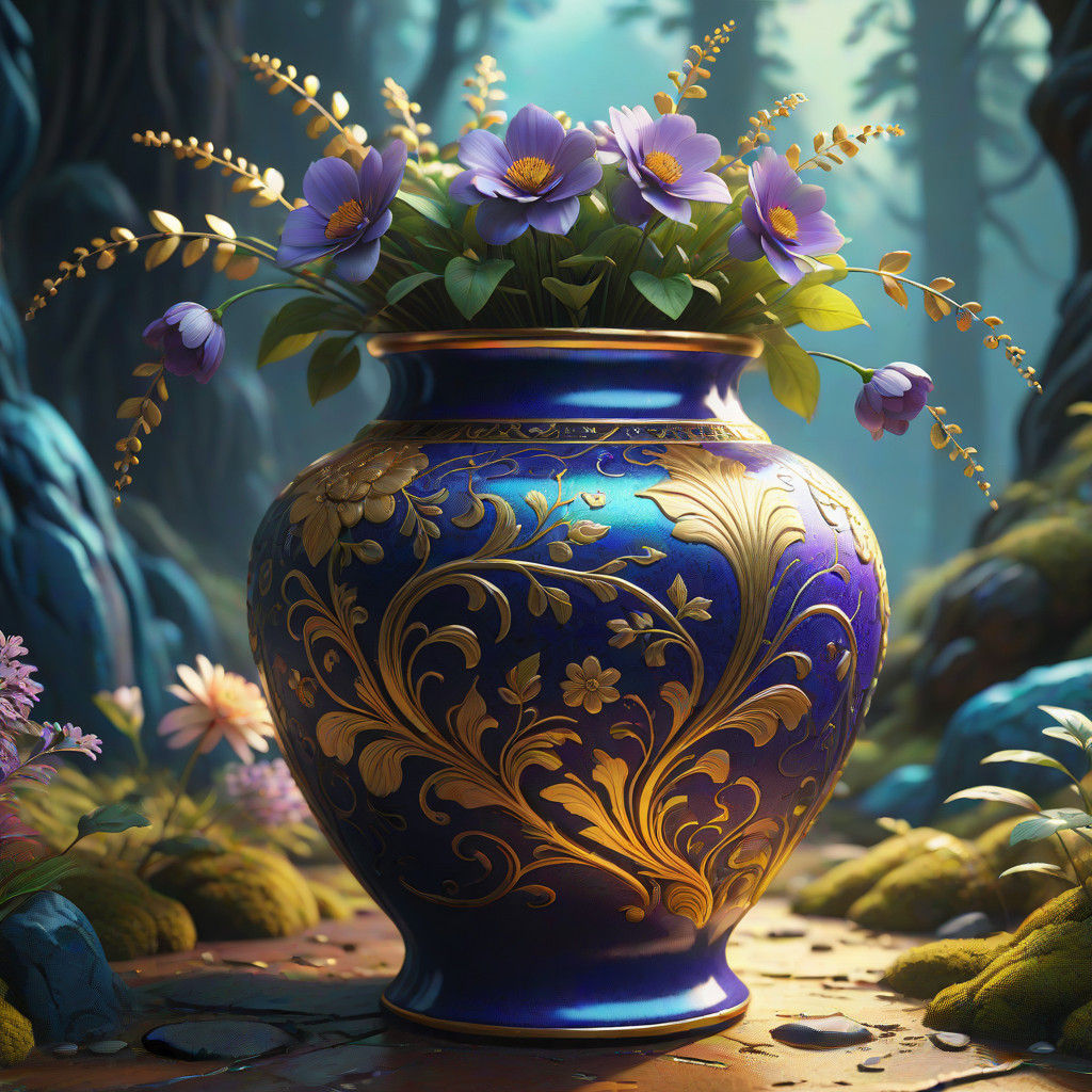 Mystical Ming Vase in Ancient Forest