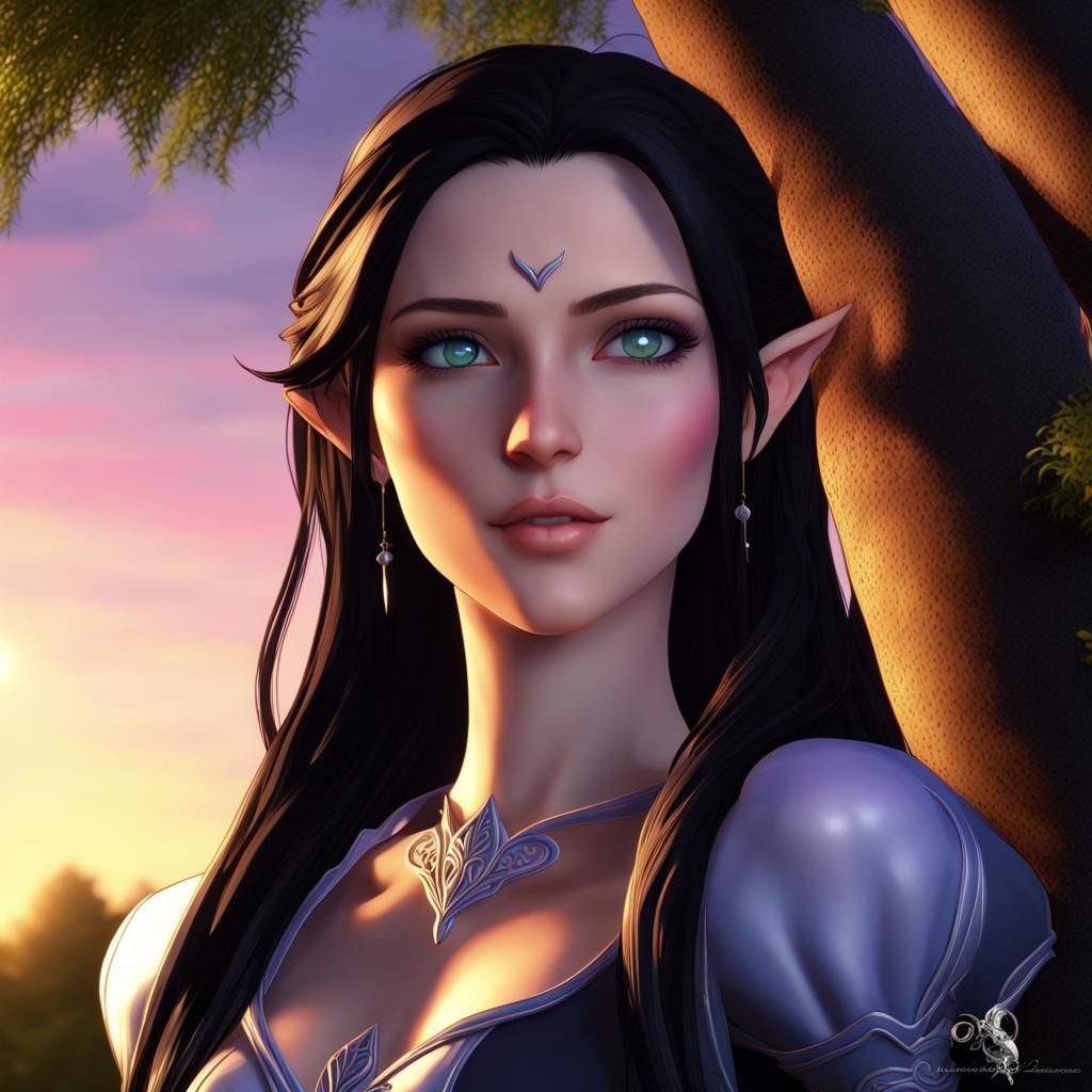 Arwen Undomiel: Detailed Fantasy Art in Kingdom Hearts Style