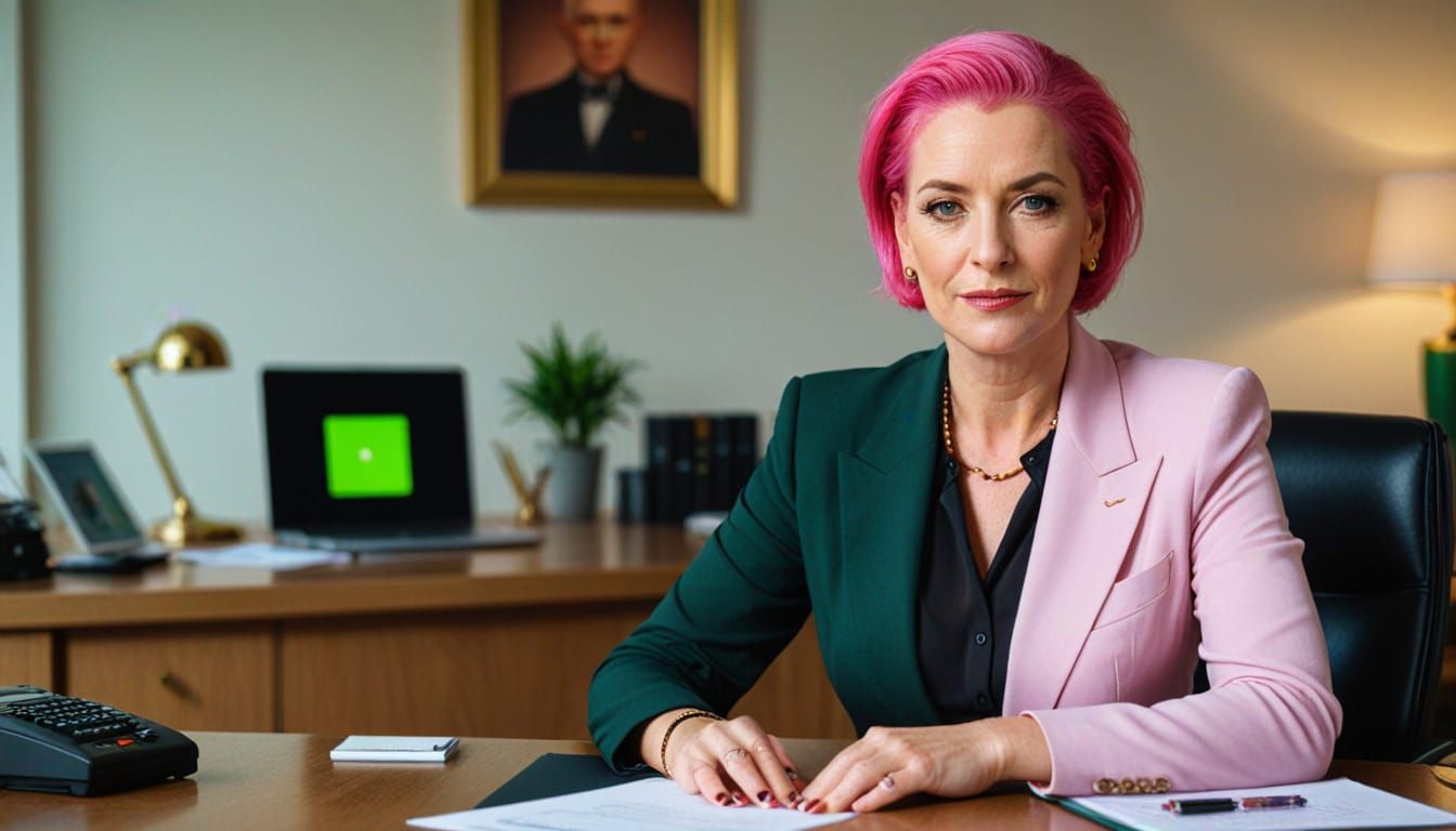 Secretary Portrait in Patrick Nagel Style