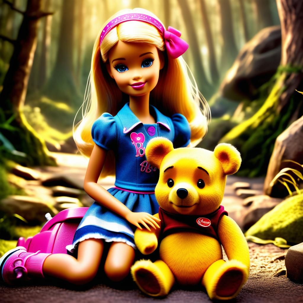 Barbie album cover Barbie with the Pooh bear