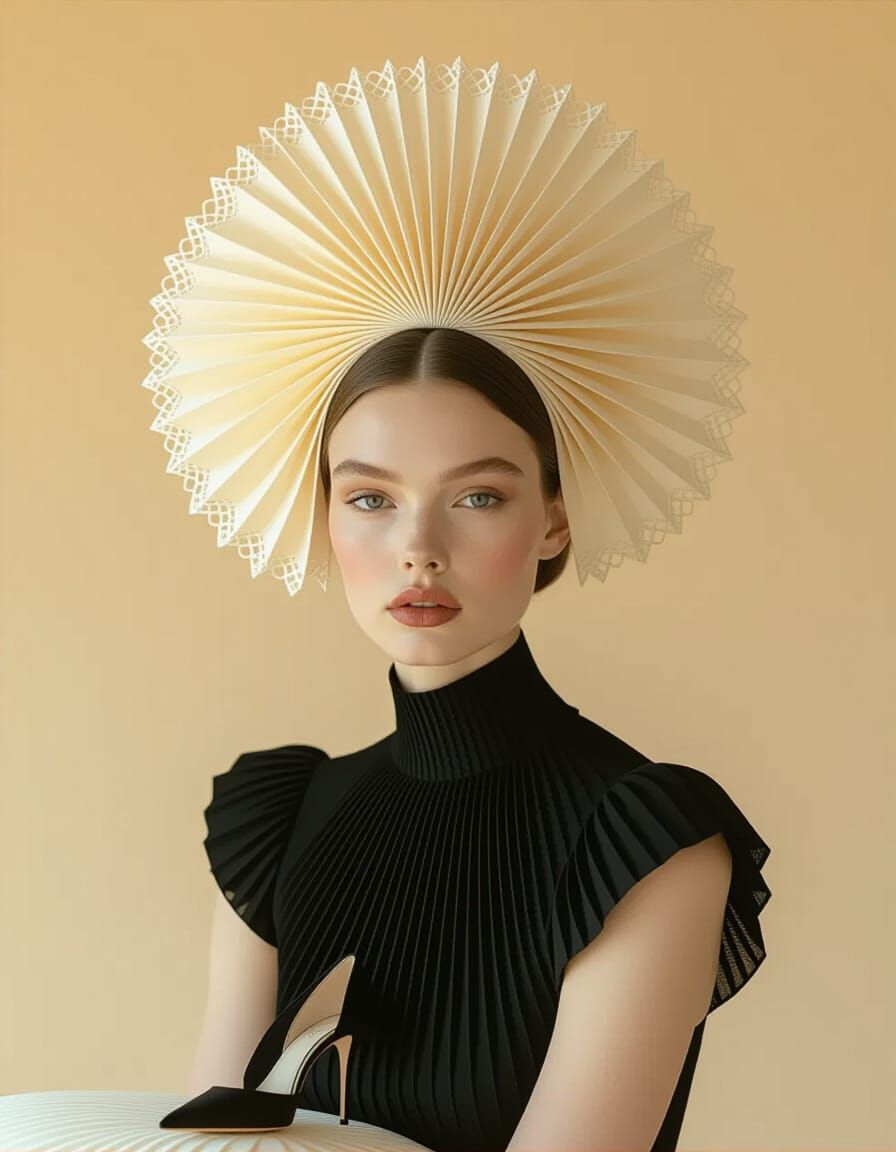 Ethereal Portrait of a Woman with Regal Headpiece