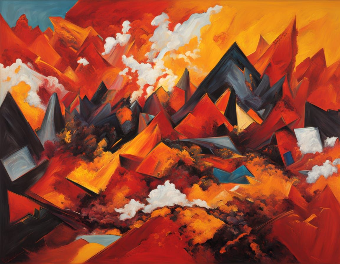 Abstract Expressionist Eruption of Molten Colors