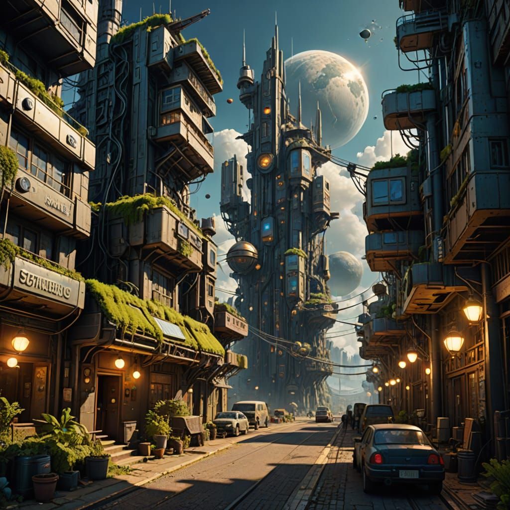 Surreal Solarpunk Metropolis in Vibrant Color