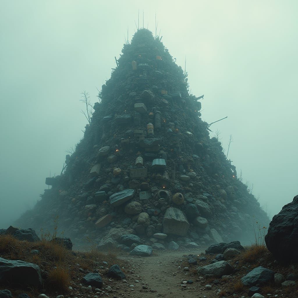 Mound of Miscellaneous Items in Misty Atmosphere