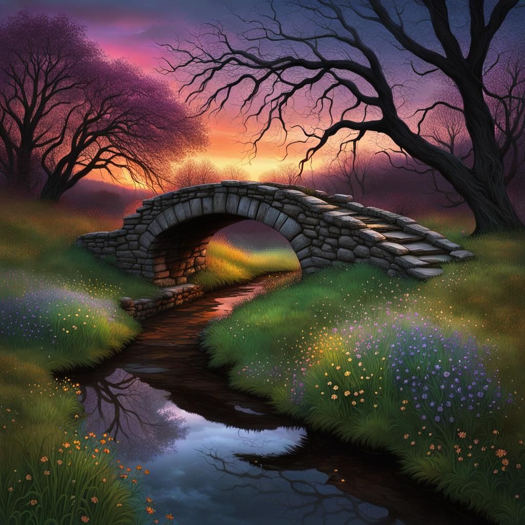 Ethereal Arched Bridge in Desolate Landscape