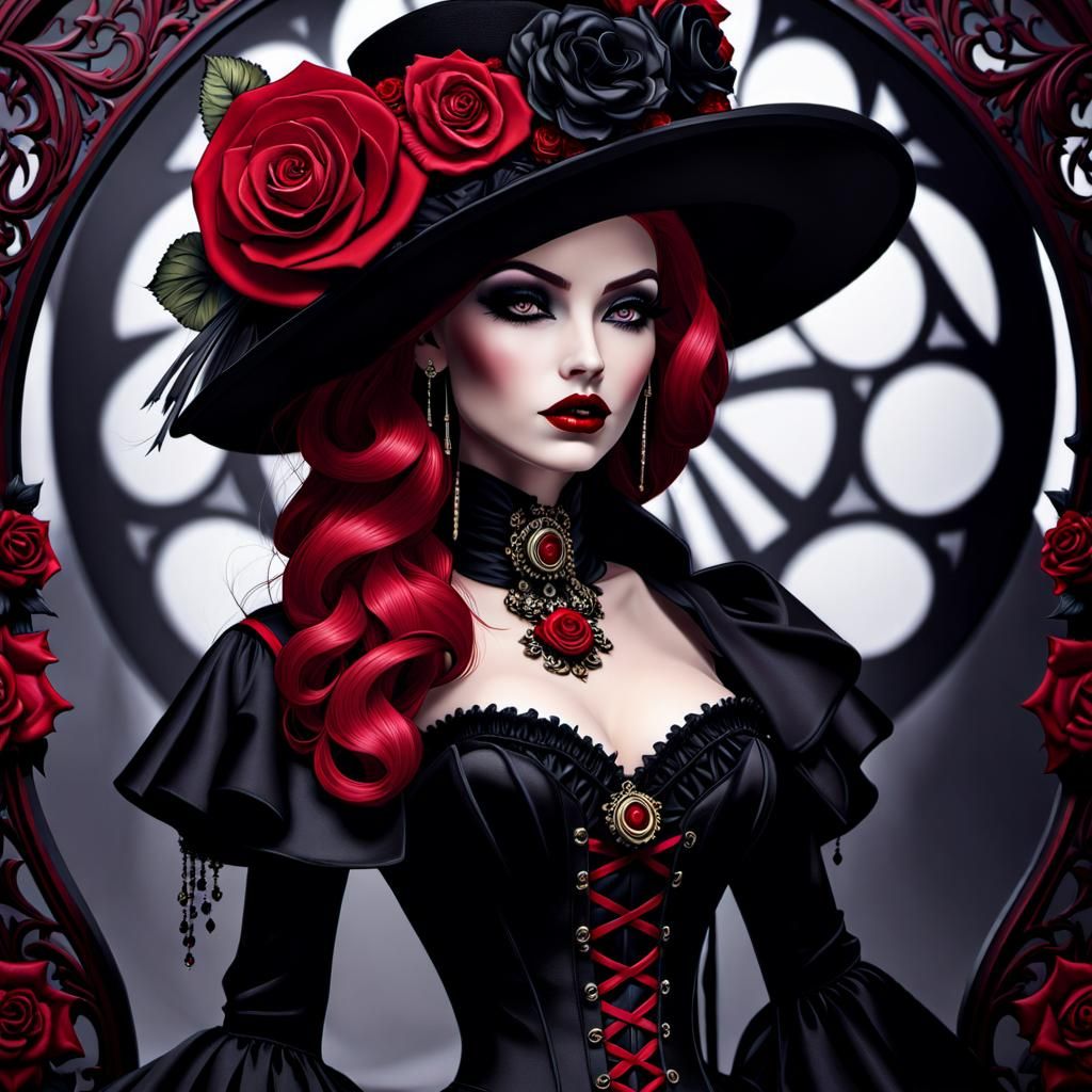 Punk Inspired Art Nouveau Gothic Fashion Doll