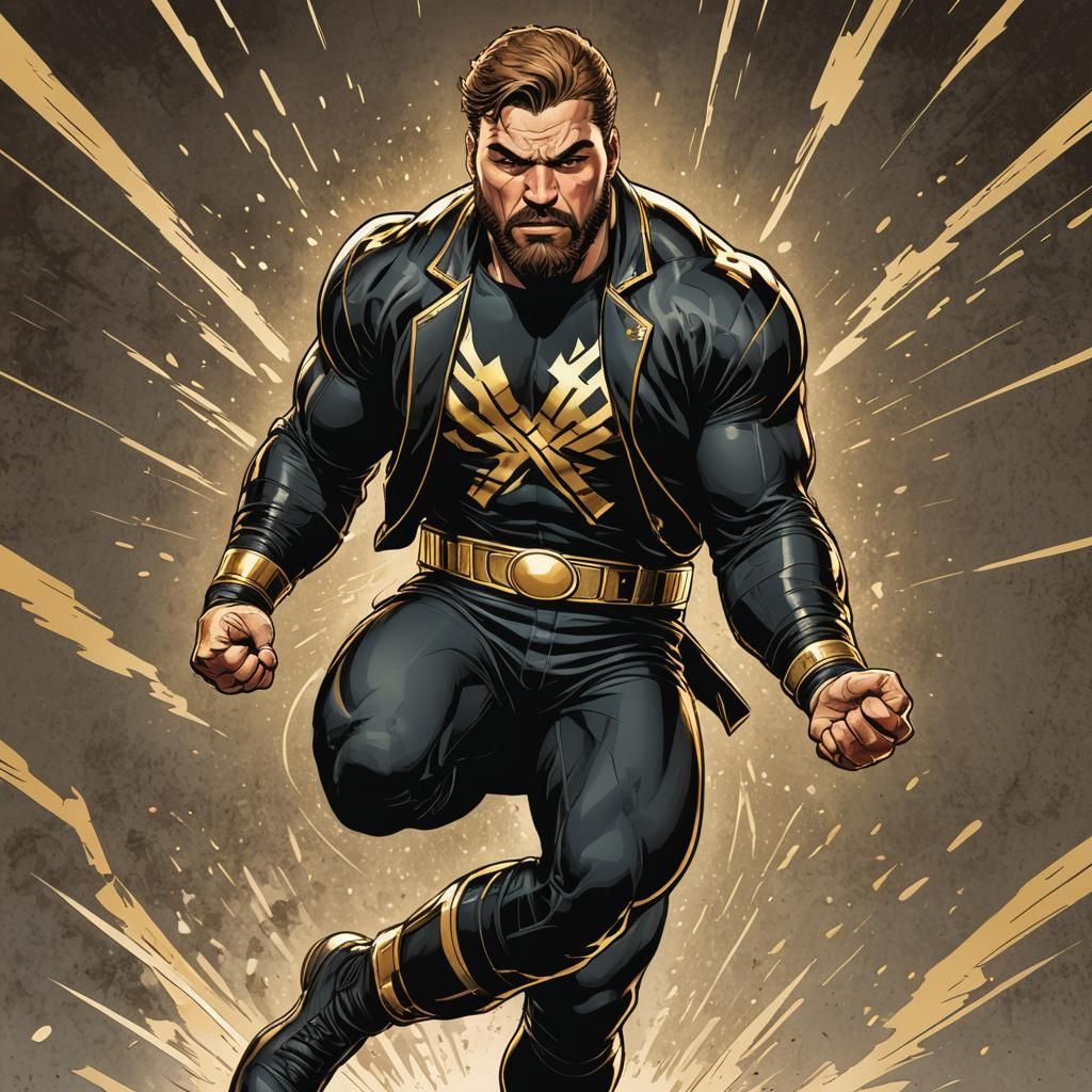 Dynamic Comic Book Art of a Wrestler