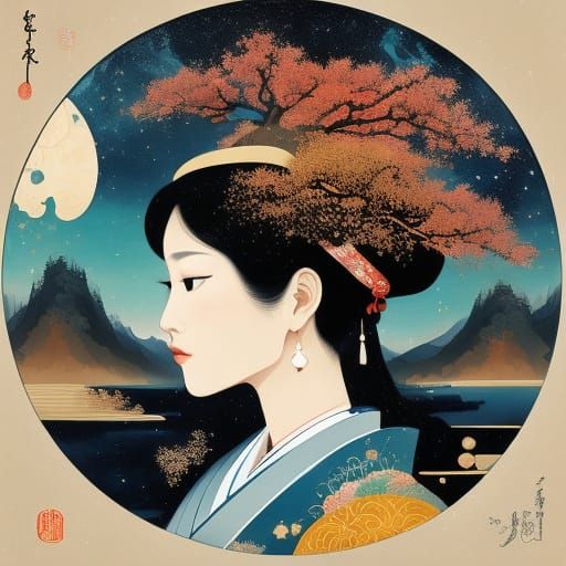 Traditional Japanese Beauty in Elegant Abstraction