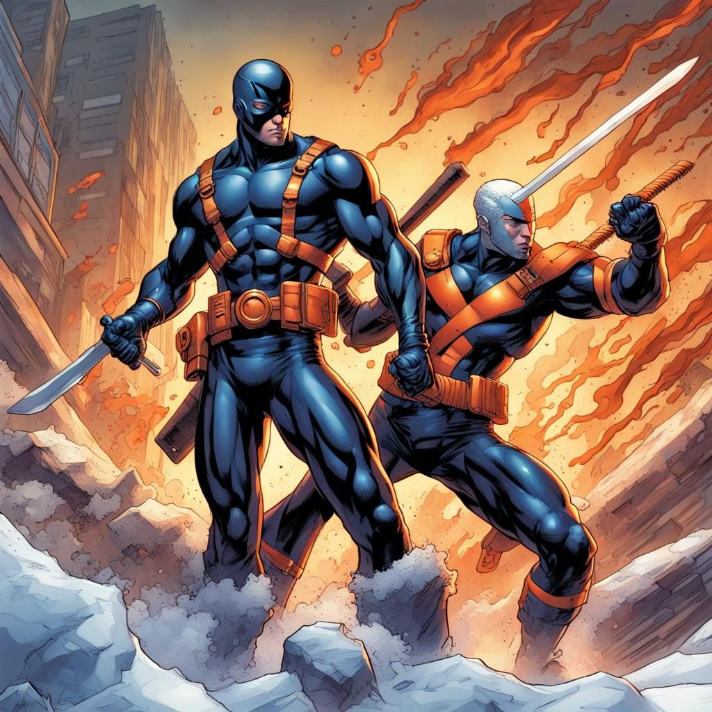 X-Men Cyclops vs Deathstroke in Comic Book Art