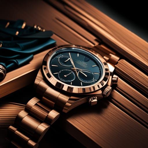 Cyberpunk Rolex Daytona Displayed in Retro Wood Case