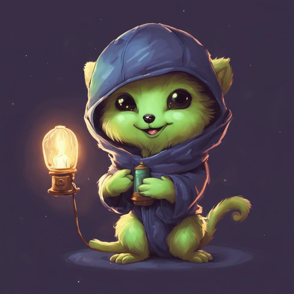 Cute Furry Alien with Lantern and Powers