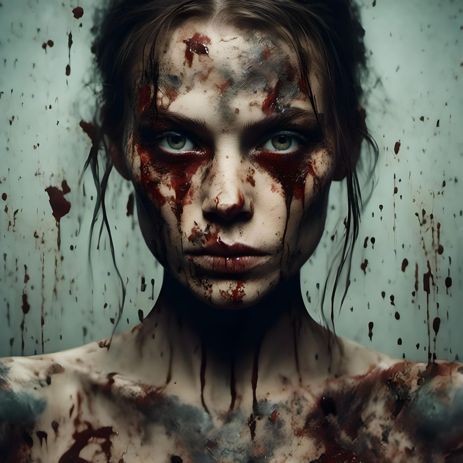 Tattooed Woman's Portrait in Macabre Style