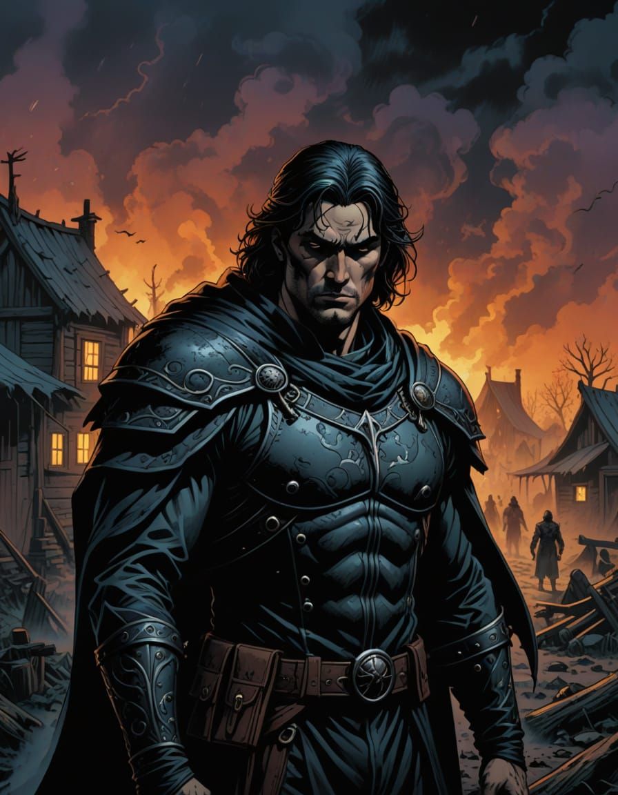 Gothic Hero Stands Tall in Mysterious Camp