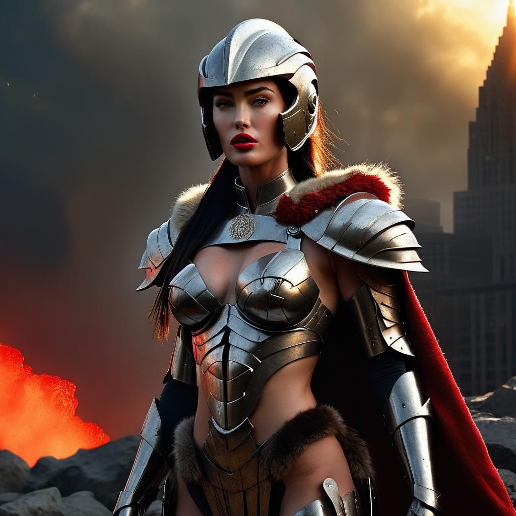 Hyperion-Inspired Digital Portrait of Woman in Armor