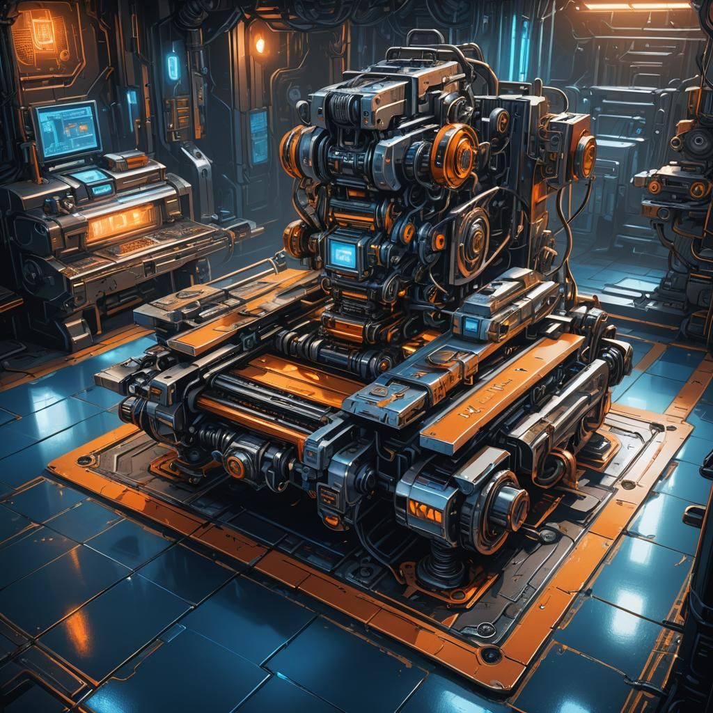 Industrial Sci-Fi T-Shirt Production Machine