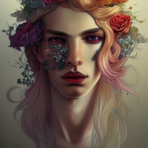 Androgynous God Portrait in Maximalist Style