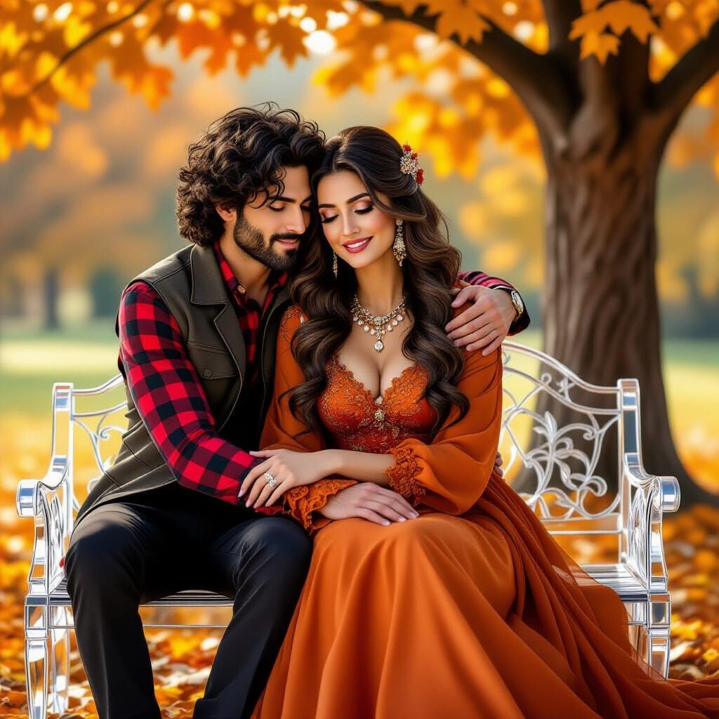 Magical Autumn Reunion: Mother and Son Embrace