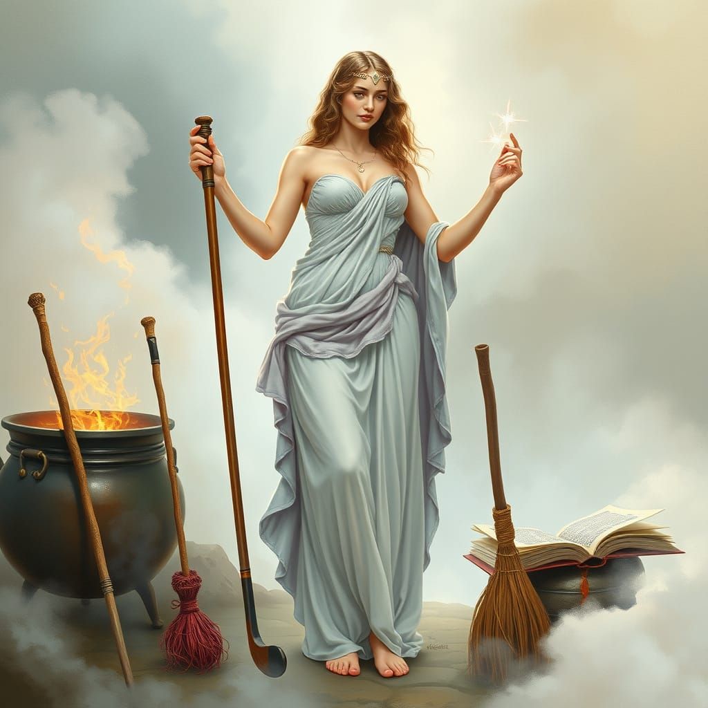 Aphrodite as Hockey Player in Pastel Watercolors