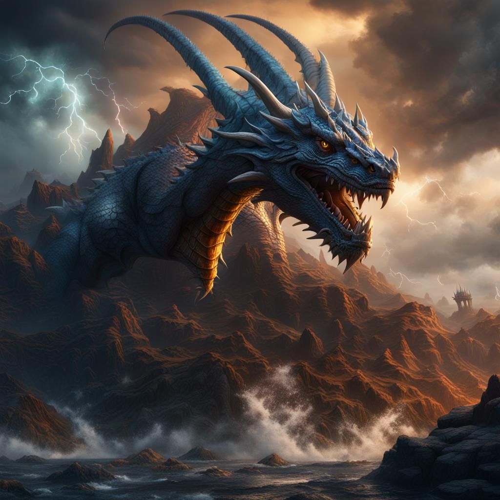 Storm Dragon Fantasy Concept Art in 8K