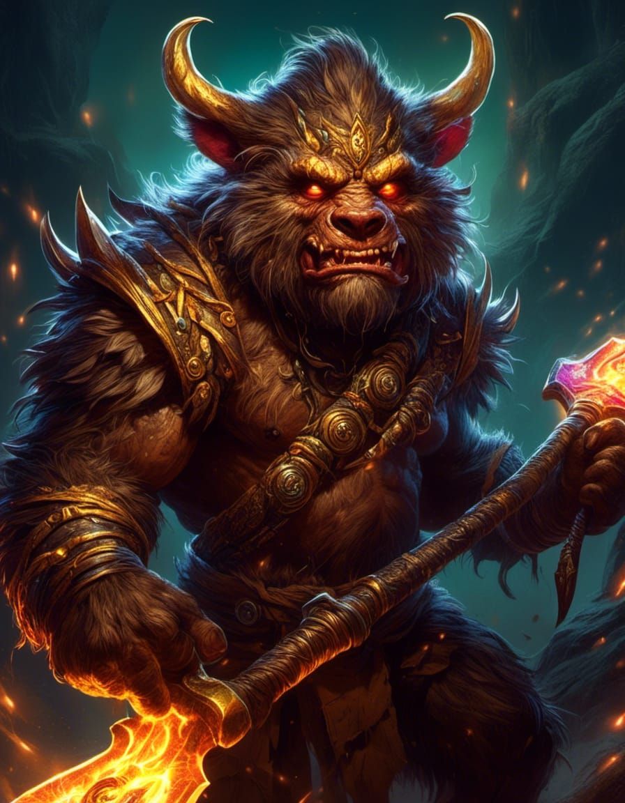 Bugbear Spellblade Portrait on Battlefield in Hyperrealism