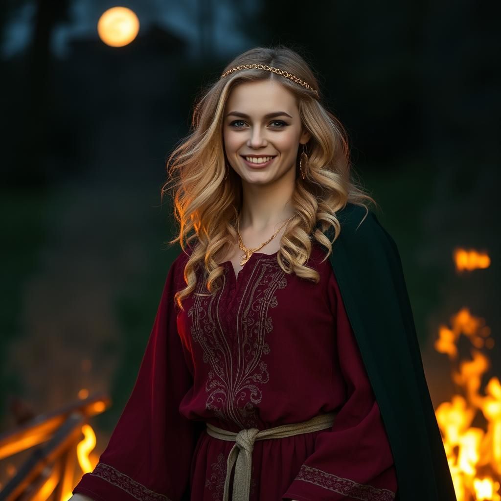 Lietuva: Lithuanian Goddess Dancing by Bonfire